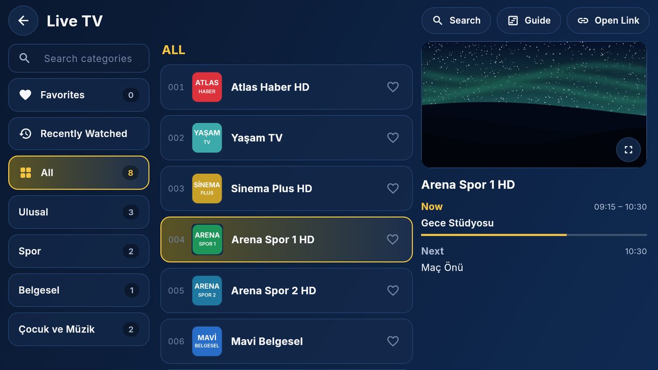 Live TV with preview